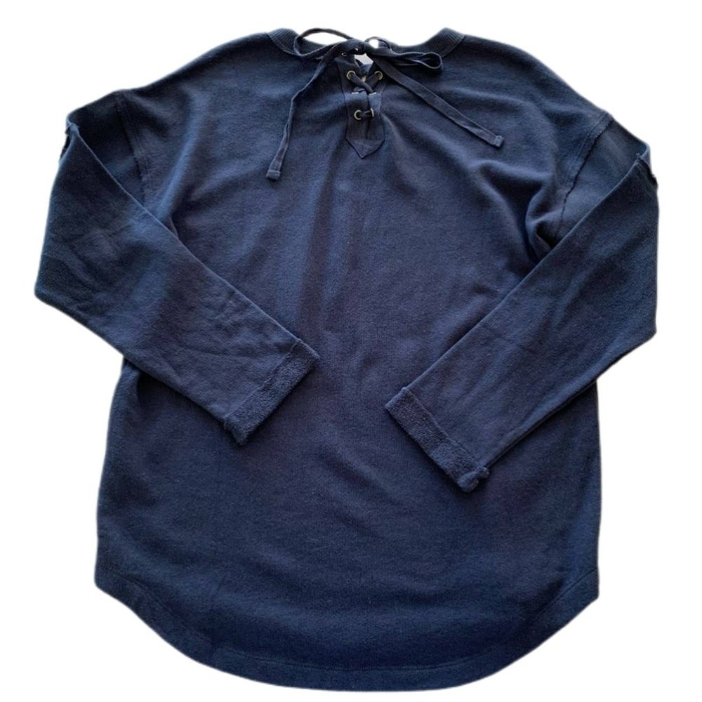 NWT Splendid Womens Lace Up Back Sweater Navy Size XS, S, L Sweatshirt $140 E057